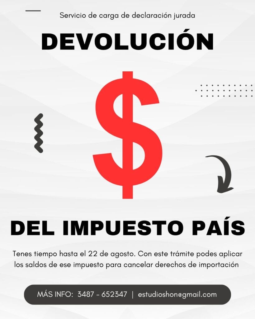 Nuevo servicio de DDJJ devolución del Impuesto País
